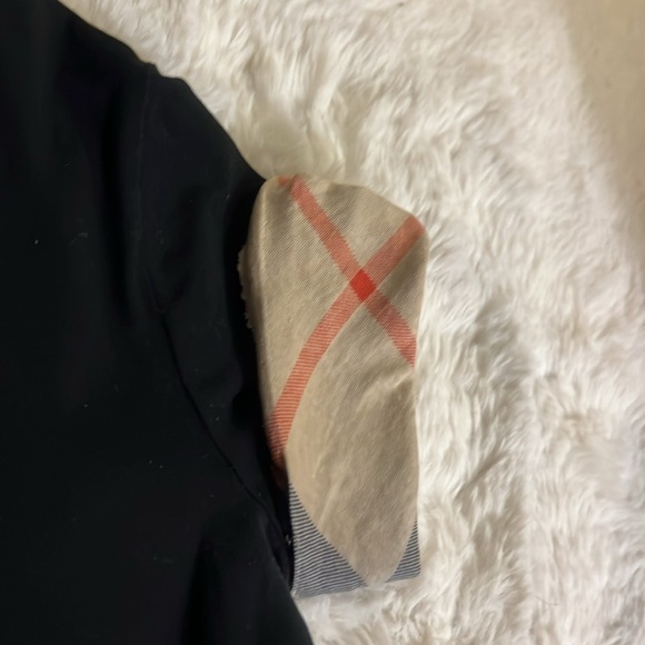 Authentic Burberry Cotton round-collar checked cuff T-shirt - Picture 4 of 9